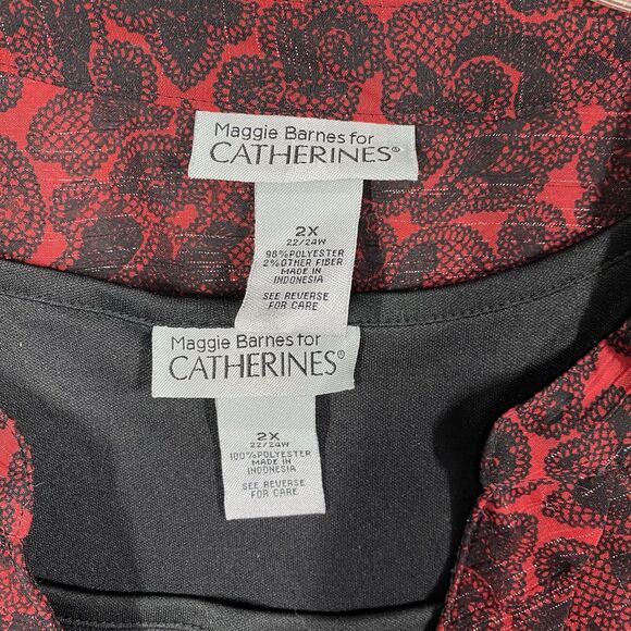 Maggie Barnes for Catherines Womens Plus Size 2X Red Blouse + Tank Top 2 Piece - Picture 6 of 14